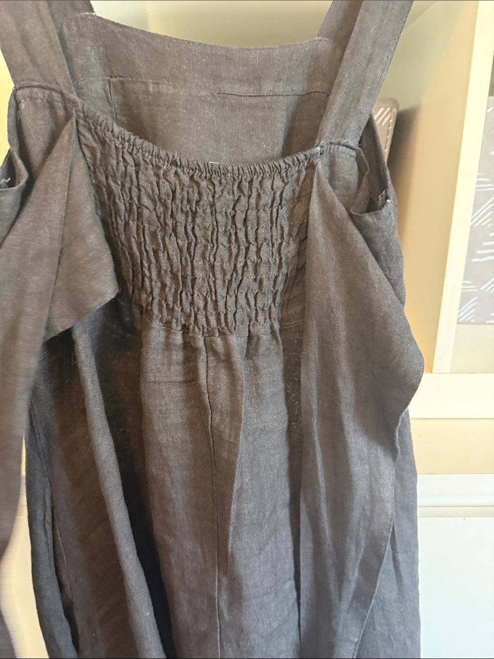 Black Linen Maxi Dress with Square Neck - Picture 9 of 11